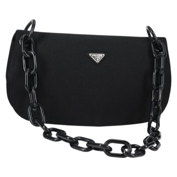 PRADA Chain Shoulder Bag Cotton Black - Picture 1 of 13
